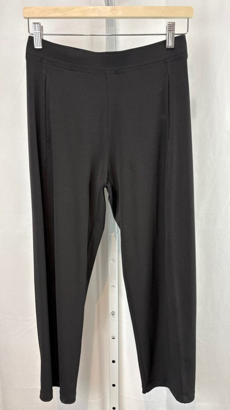 LISA BAYNE Petite XS PXS Seamed Pull On Crop Pants Pockets Stretch Jersey Black